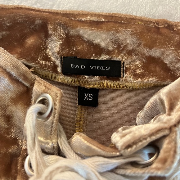 Bad Vibes Crushed Velvet Lace Up Shorts - Picture 3 of 4